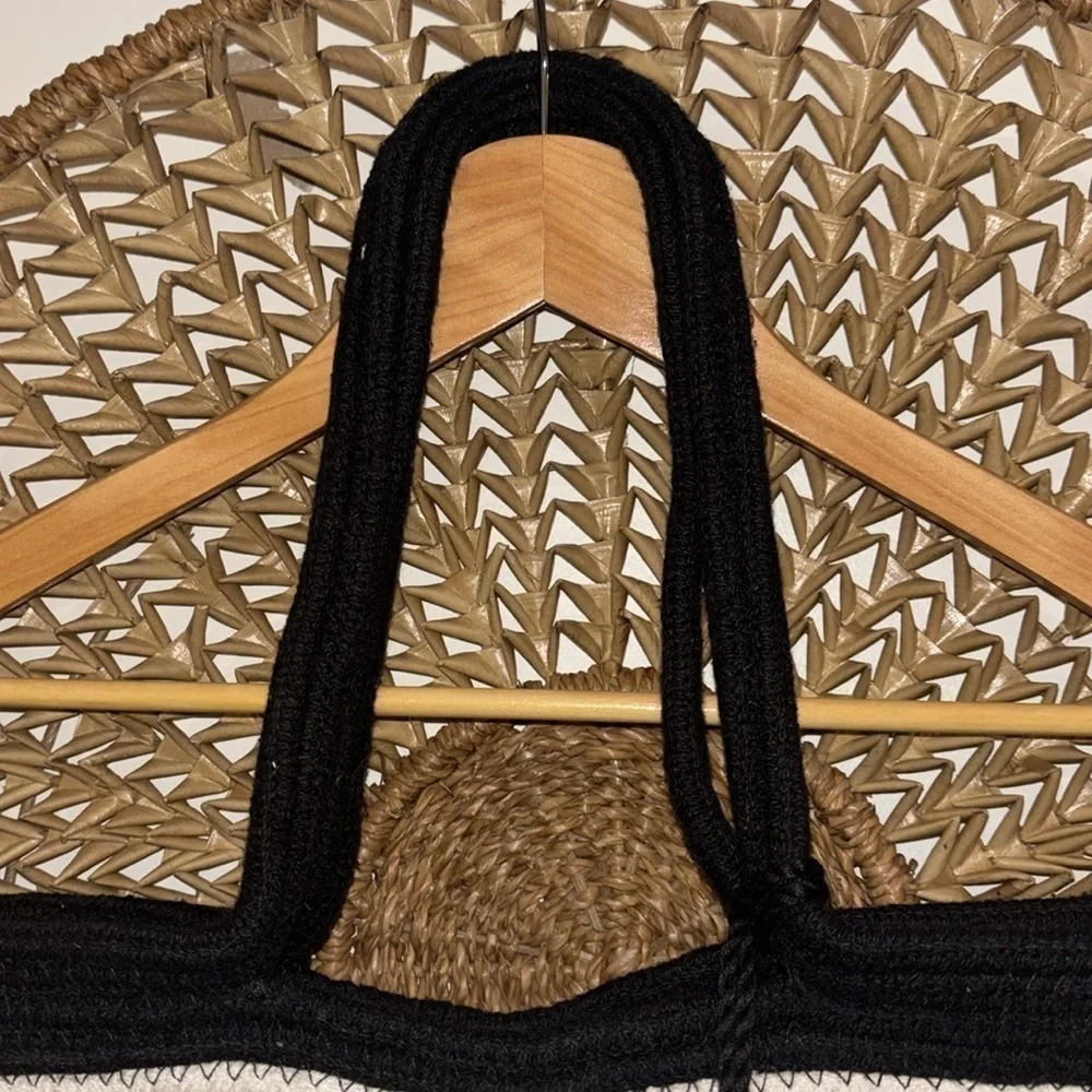 Stella & Dot Woven Tassel Beach Taj Tote Bag – Black & White – New Without Tags
